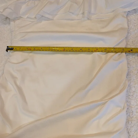 White Ruffle Tube Mini Dress - Picture 3 of 7